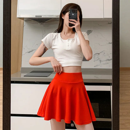 Women's Soft Black Flare Bubble Short Skirt