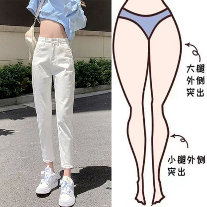 Women's Thickened Fleece Lined Nine Point Jeans