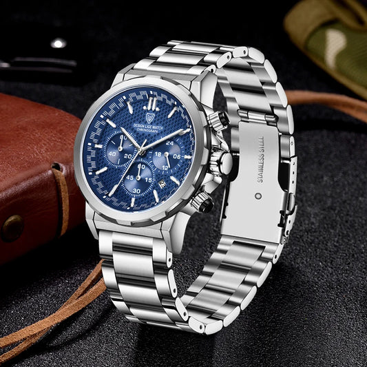Herren-Armbanduhr aus Edelstahl – wasserdichte Uhr