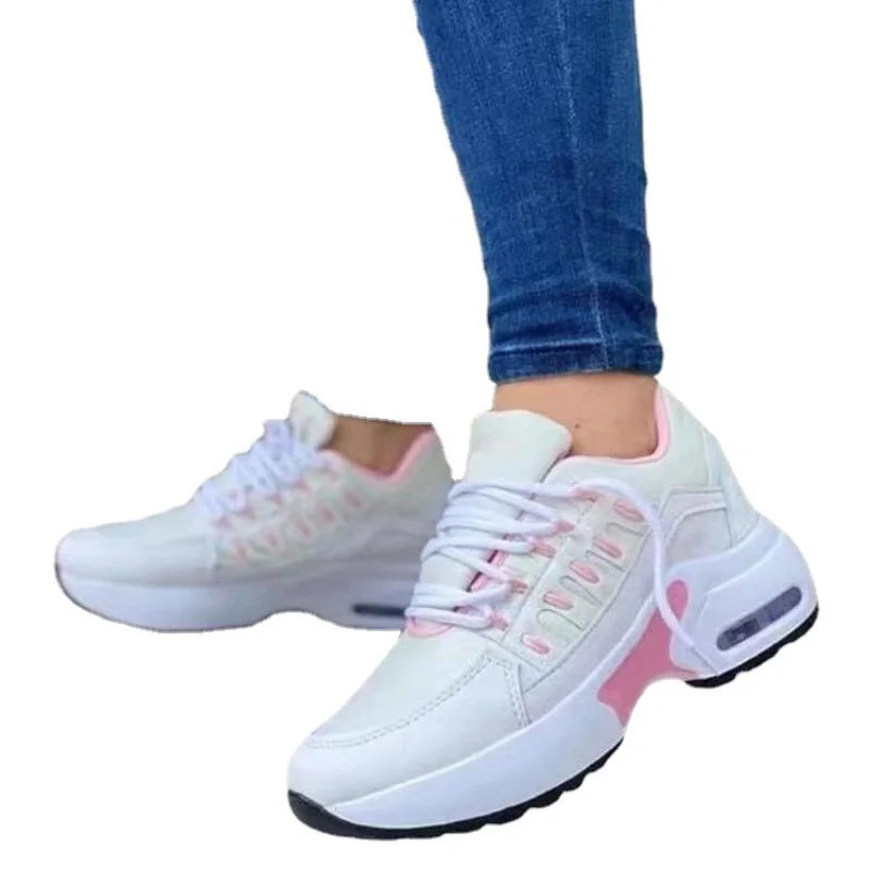 Lightweight Non-Slip Wedge Heel Sneakers for Women – Thick Sole Platform Walking Shoes