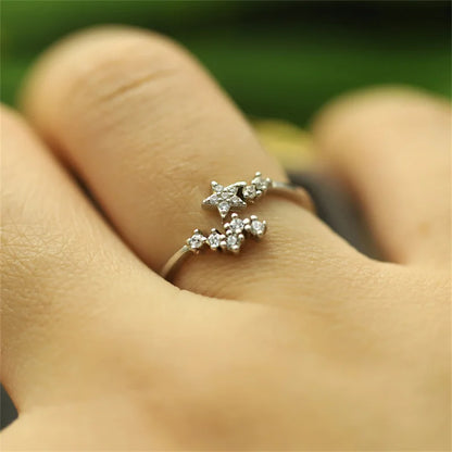 Adjustable Zircon Heart Rings for Women