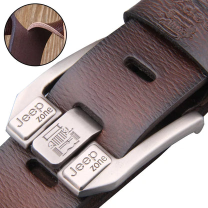 Genuine Leather Men's Belt - Metal Buckle