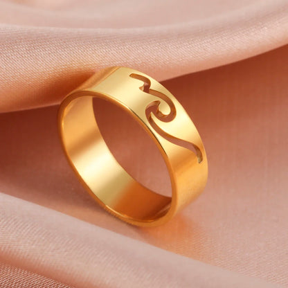 Stainless Steel Wave Couple Ring – Minimalist Matching His and Hers Wedding Bands