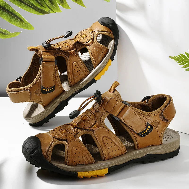 Herren Sommer Outdoor Leder Strand Römer Sandalen