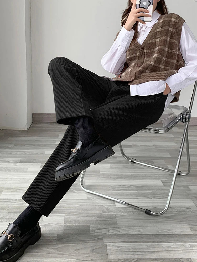 Pantalons de printemps coréens simples pour femmes