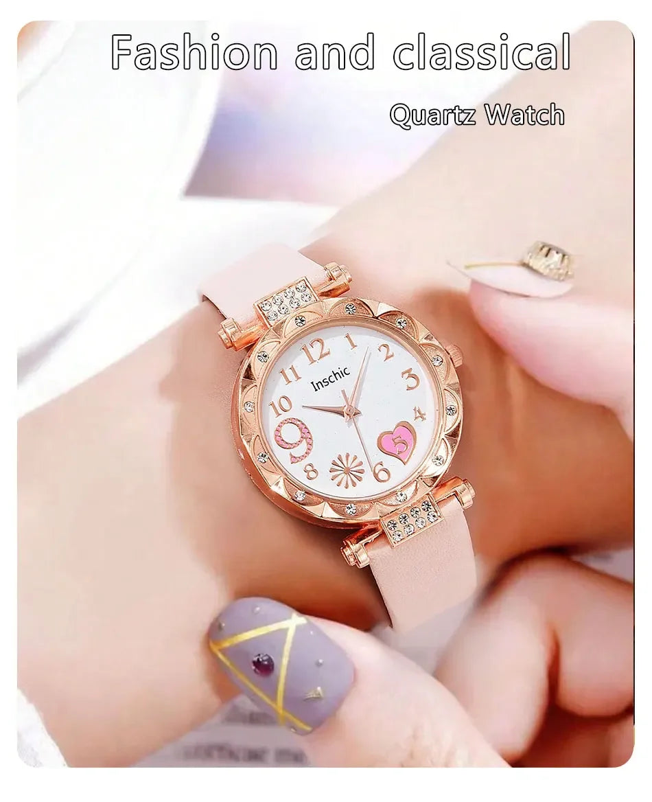 Montre multicolore pour femme, bracelet en cuir PU avec bracelet