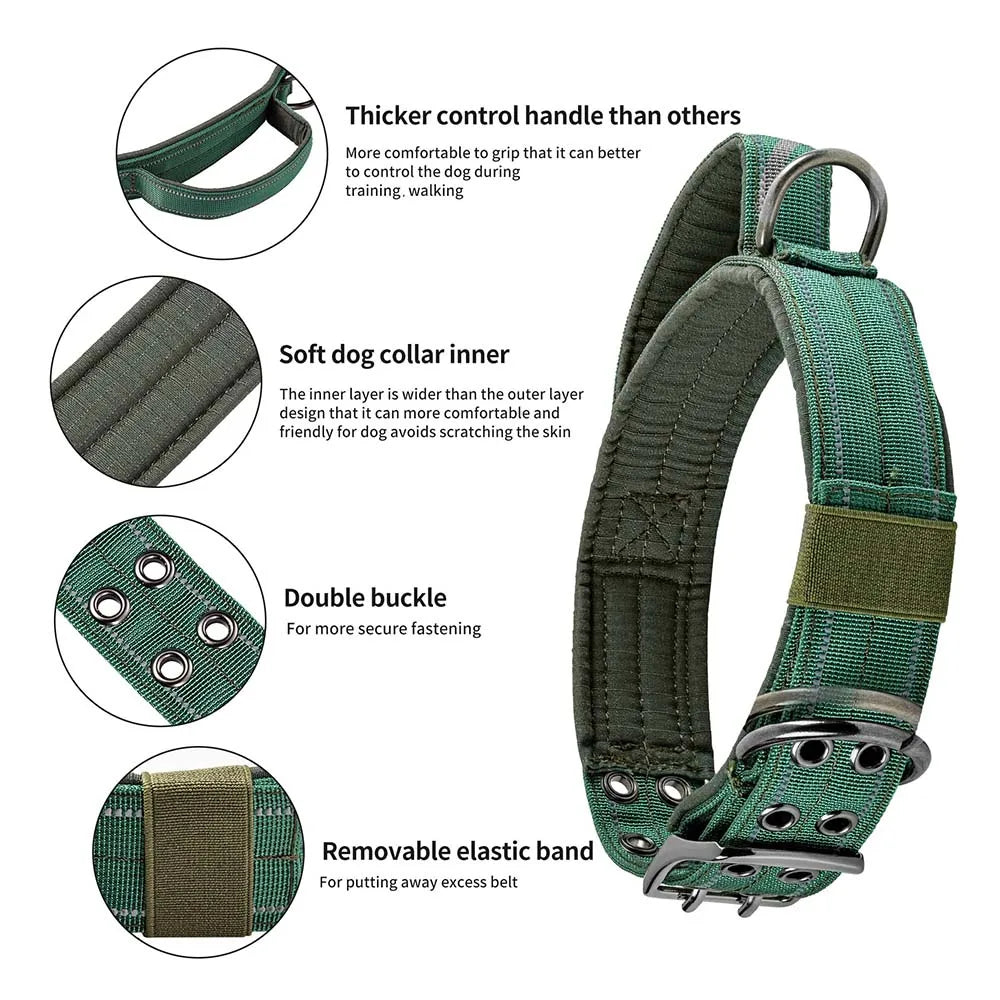 Collier tactique pour chien à double boucle – Collier pour chien de qualité militaire avec poignée