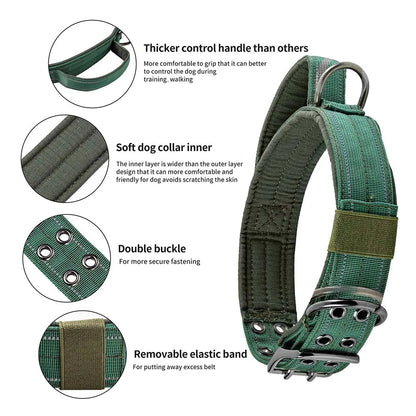 Collier tactique pour chien à double boucle – Collier pour chien de qualité militaire avec poignée