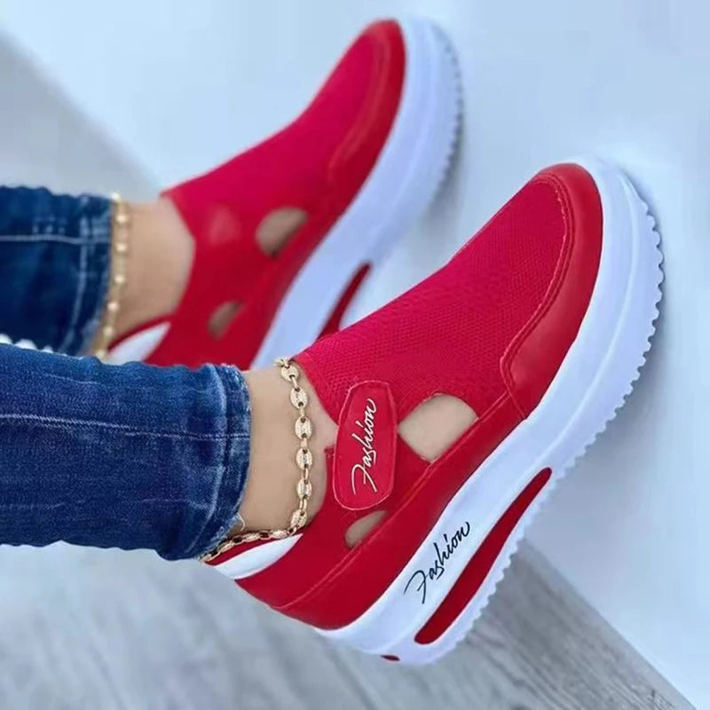 Women's Breathable Hollow Sneaker - Flat Mesh Sandals