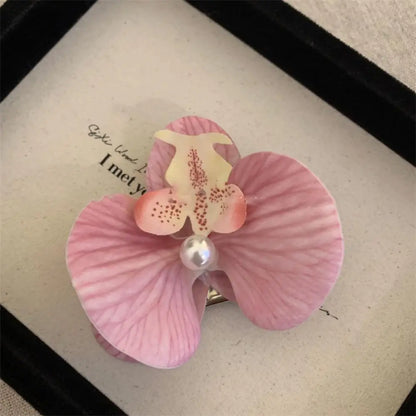 Pinces à cheveux pour fille avec mini perles et fleur d'orchidée papillon