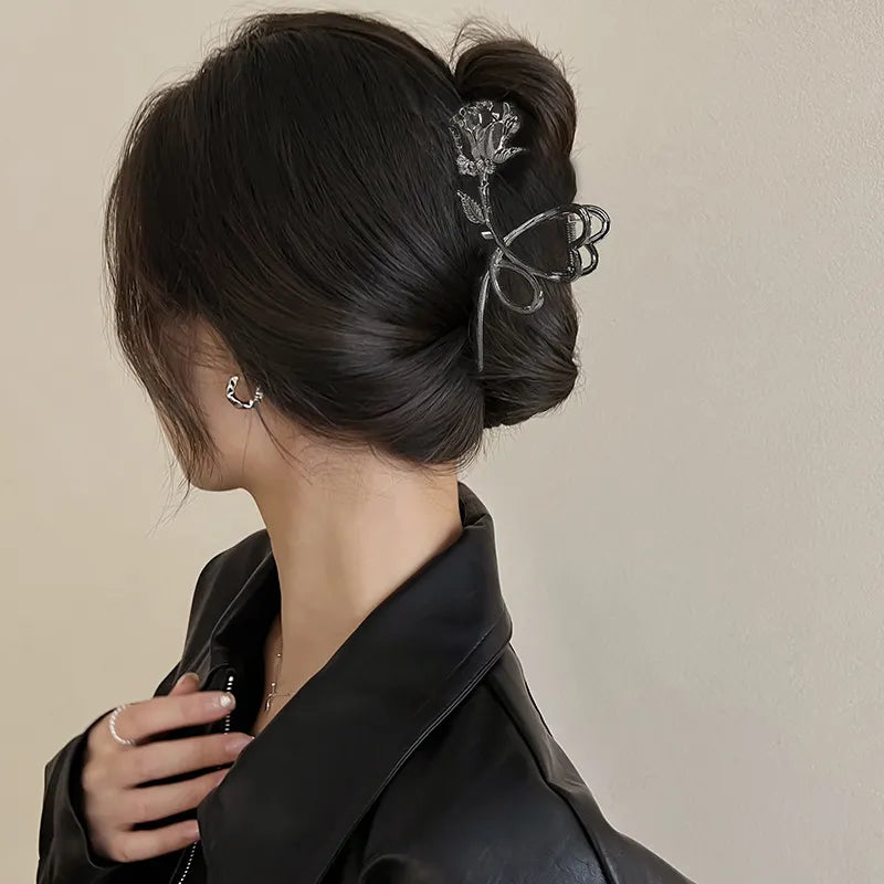 Rose Vintage Hair Claws Clips - Metal Flowers Hair Accessories
