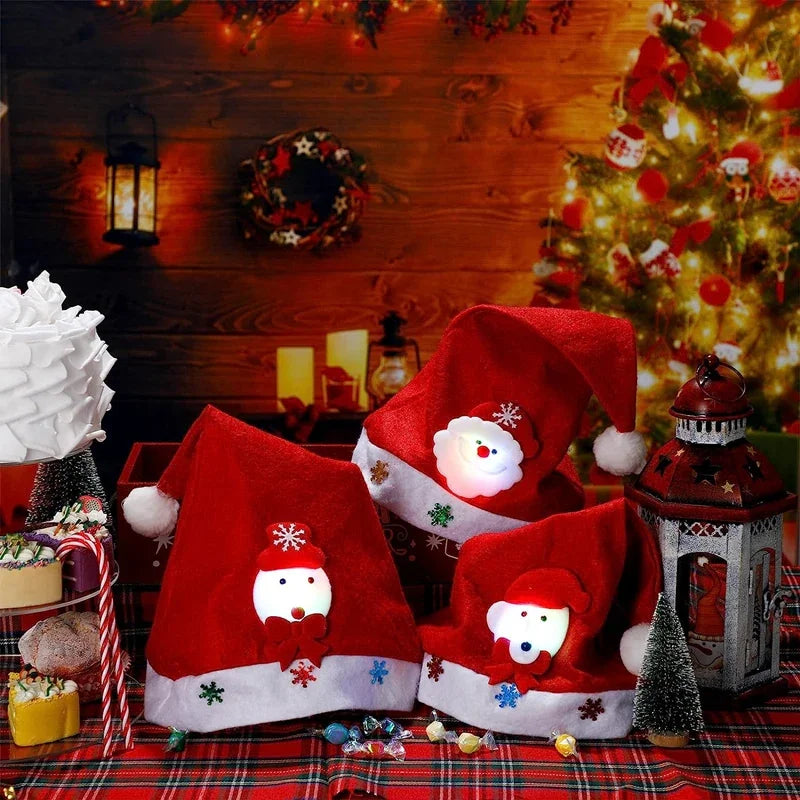 Chapeau de Noël à LED pour enfants et adultes