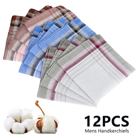 12 Stück Herren-Taschentuch-Handtücher, mehrfarbig