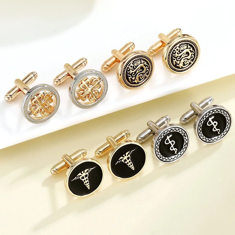 Men's Dragon Totem Round Cufflinks – Shirt Sleeve Buttons