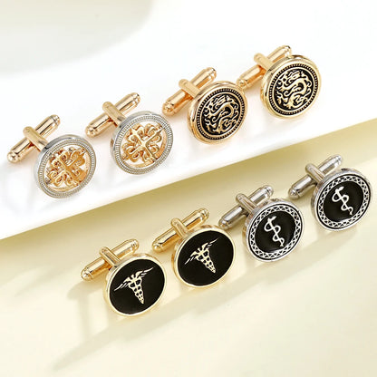 Men's Dragon Totem Round Cufflinks – Shirt Sleeve Buttons