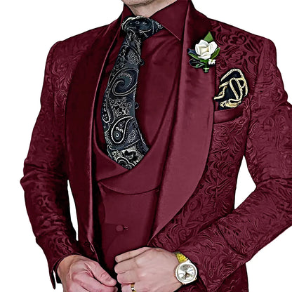 Ensemble de costume 3 pièces en jacquard de haute qualité pour hommes