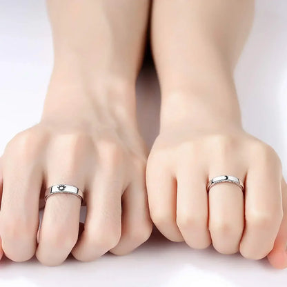 Adjustable Sun Moon Engagement Couple Rings