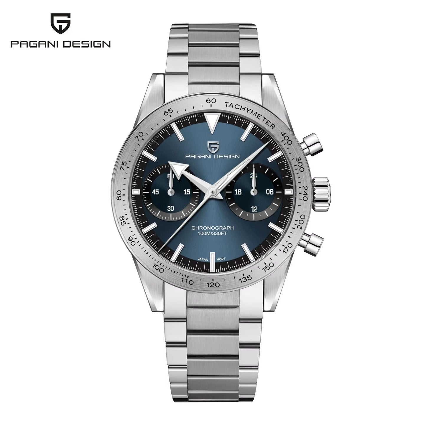 Pilot Sports Chronograph Watch for Men – Stainless Steel Quartz Waterproof Wristwatch