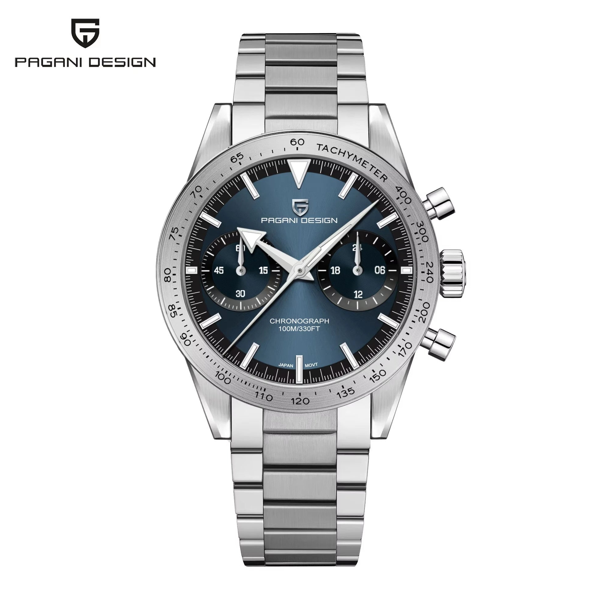 Pilot Sports Chronograph Watch for Men – Stainless Steel Quartz Waterproof Wristwatch