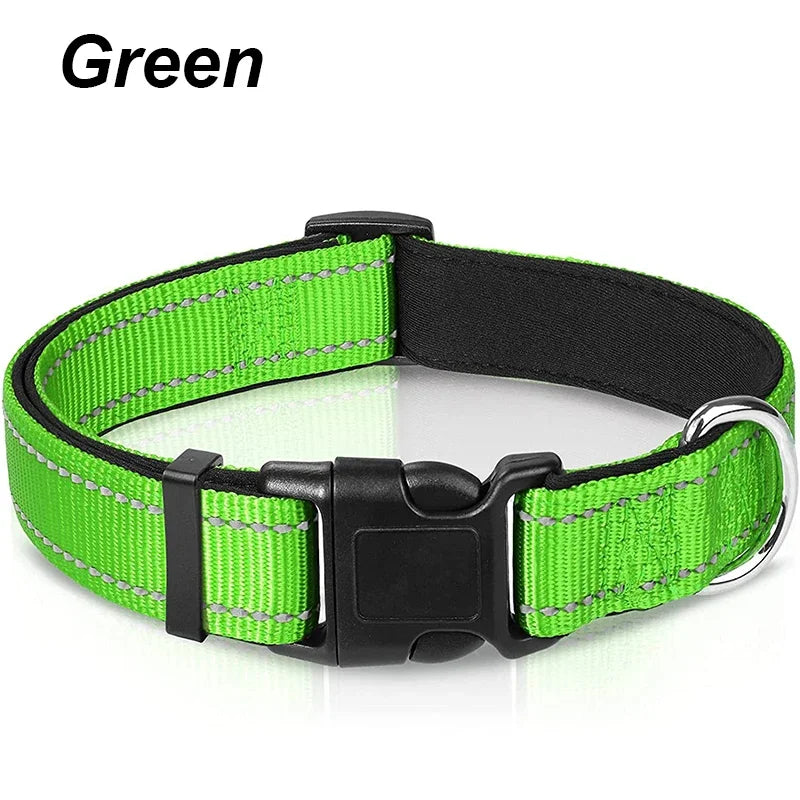 Adjustable Reflective Free Engraved Padded Dog Collars