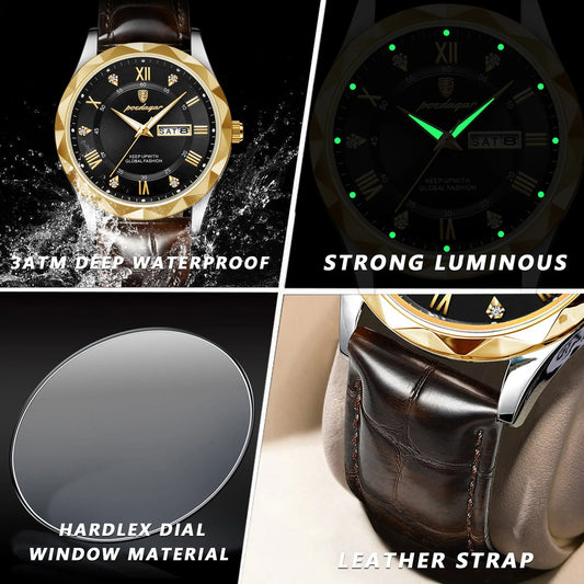 Montre à quartz étanche et lumineuse pour hommes