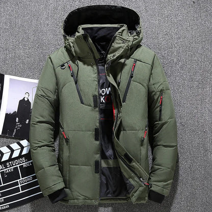 Veste/manteau rembourré à capuche et fermeture éclair pour homme