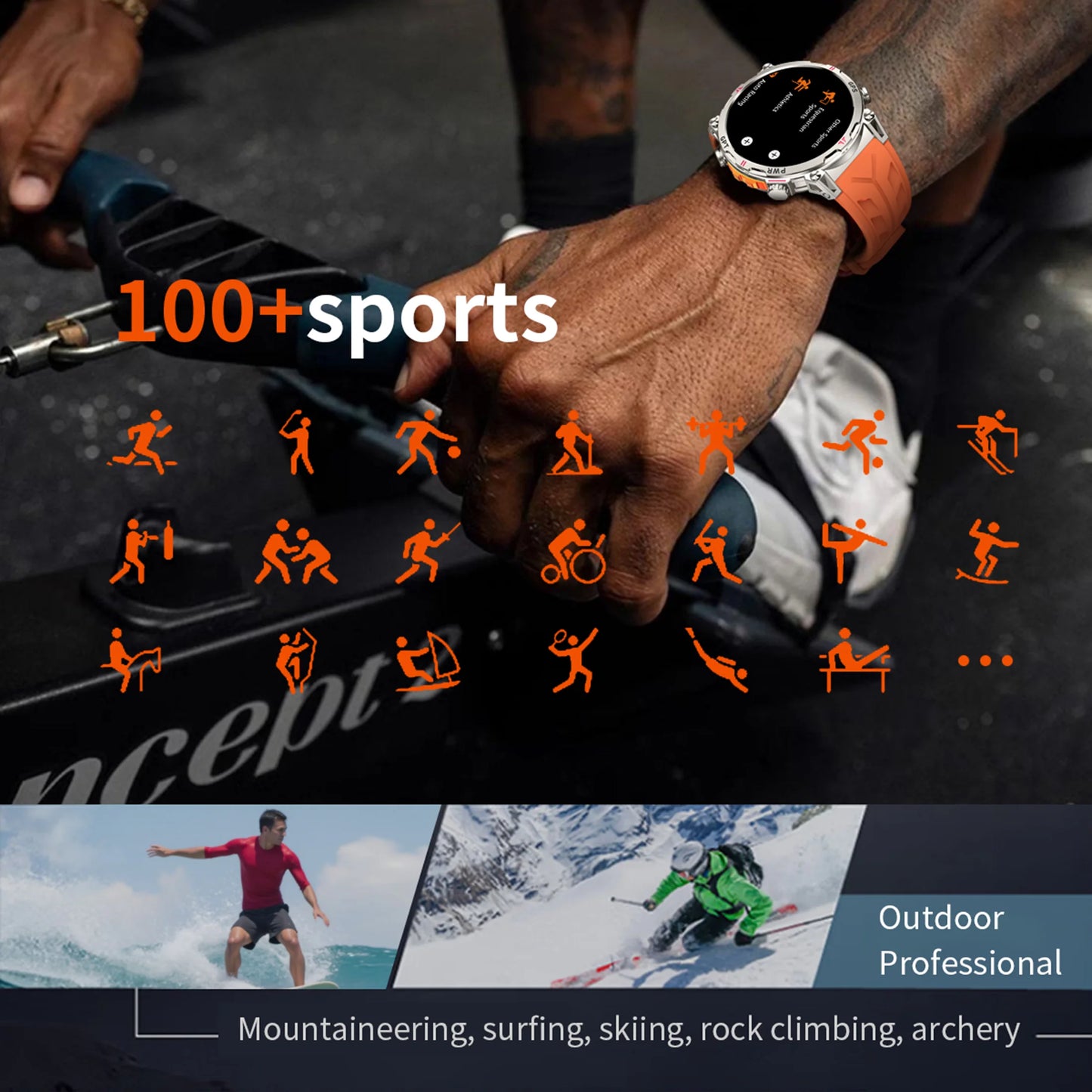 Unisex T-Rex3 GPS Sports Smartwatch – Fitness Tracker Heart Rate Monitor 3ATM Waterproof Smart Watch