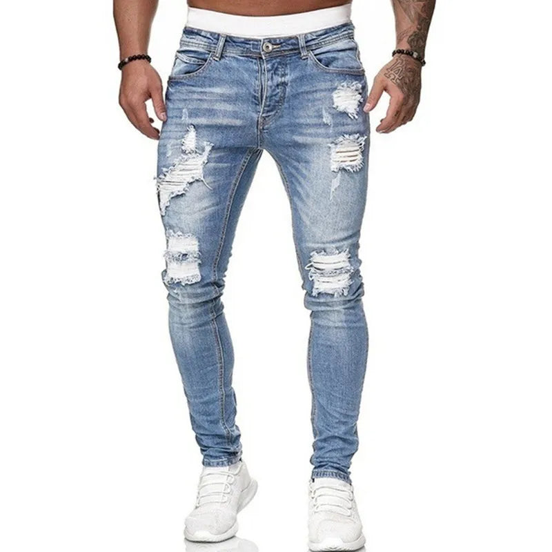 Men Street Style Ripped Skinny Jeans