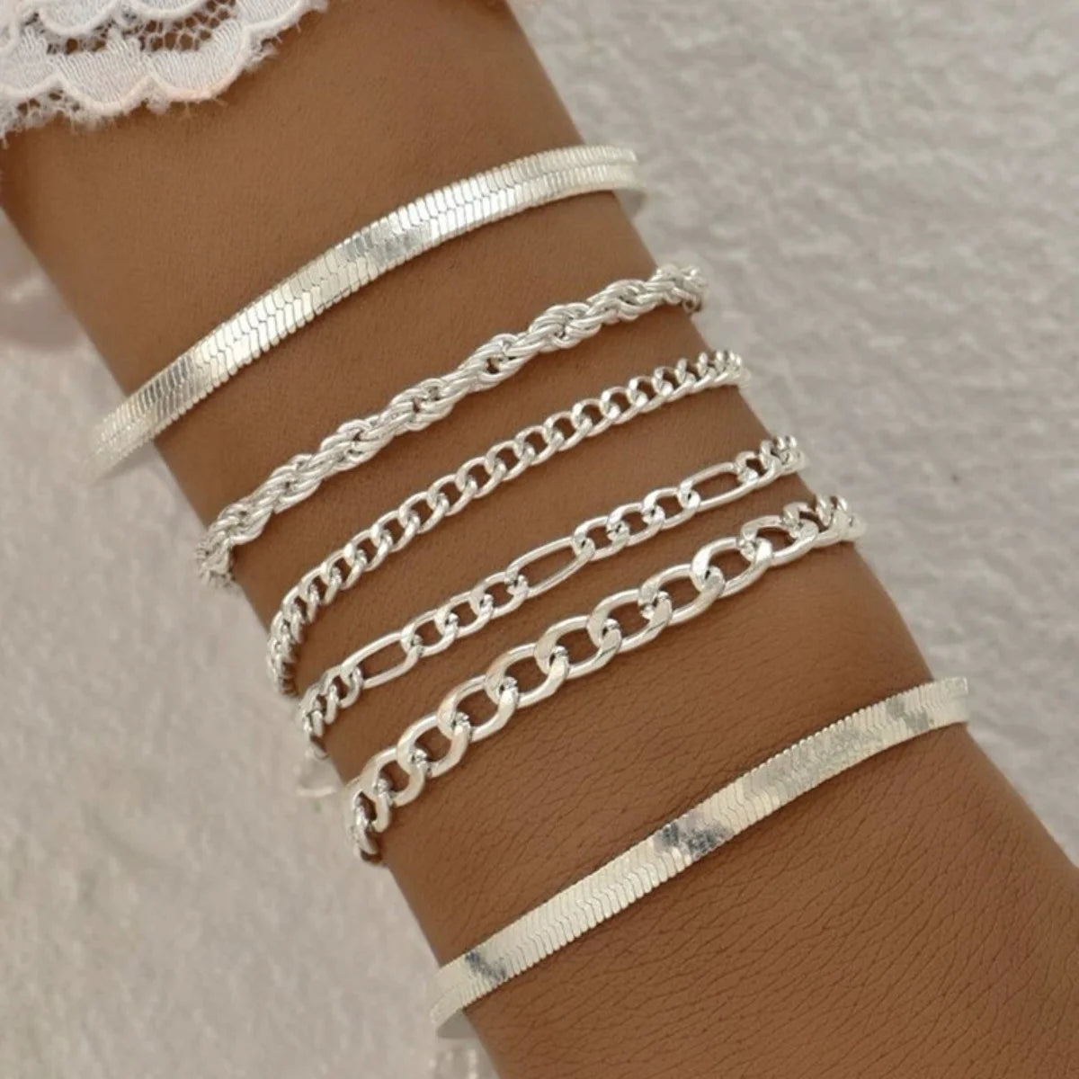 Ensemble de bracelets à chaîne torsadée en métal pour femmes