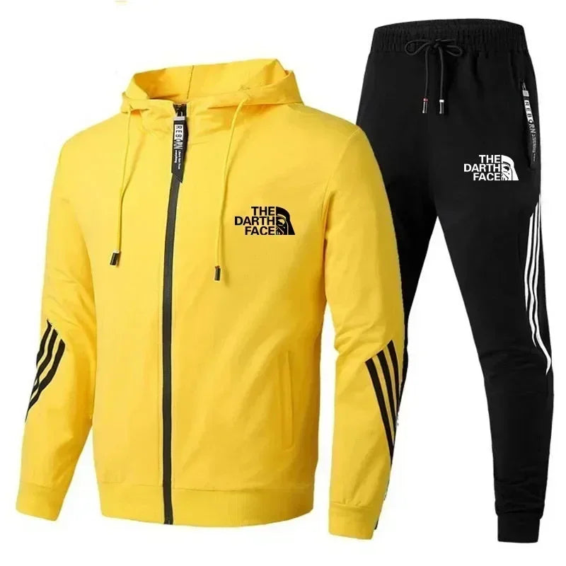 Mens Triple Slant Sport Zipper Hoodies Tracksuits Set