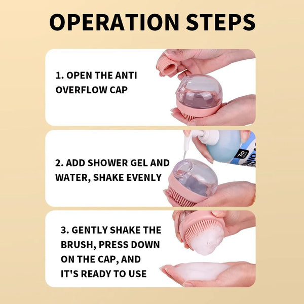 Hundeshampoobürste und leicht schäumender Silikonkamm.