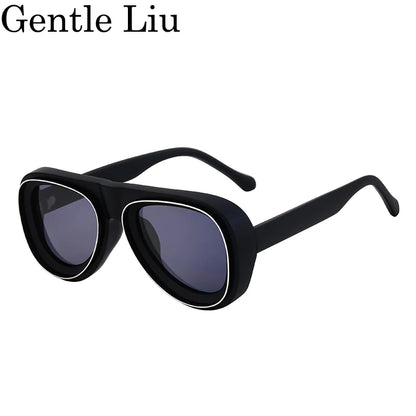 Men's Steampunk UV400 Oval Frame Sunglasses