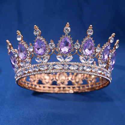 Diadème de mariée en strass avec couronne de cristal royale