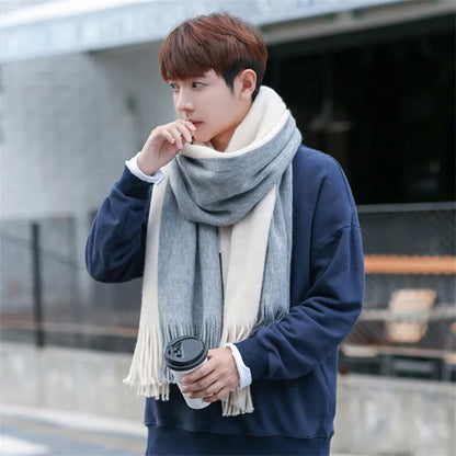 Patchwork Striped Knit Scarf for Men