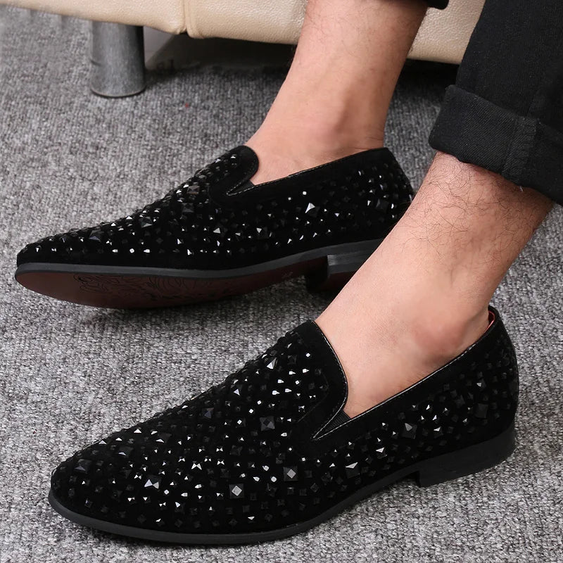 Mocassins en denim à paillettes pour hommes