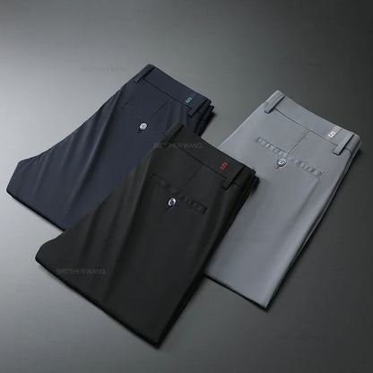 Men's Summer High Elastic Ice Silk Trousers