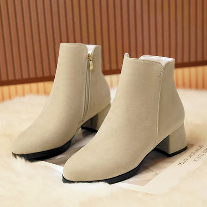 Women's Mid-Heel Wool Warm Ankle Boots