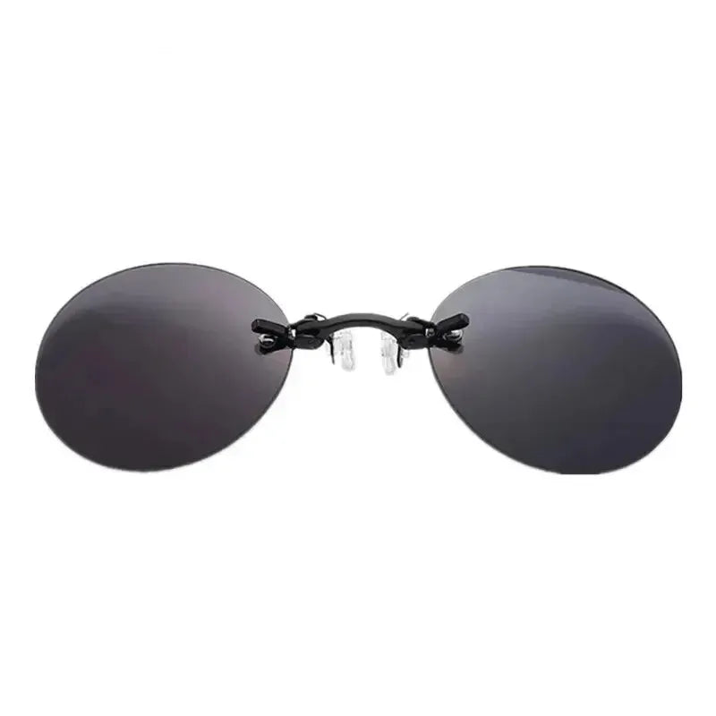 Men's Round Rimless Mini Clip On Nose Glasses