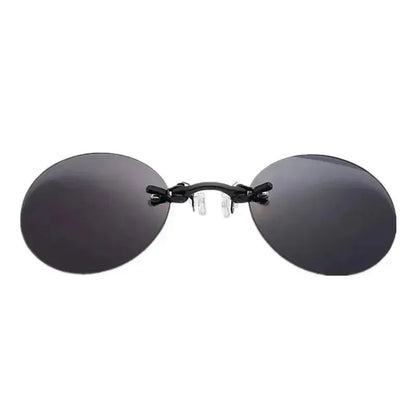 Men's Round Rimless Mini Clip On Nose Glasses