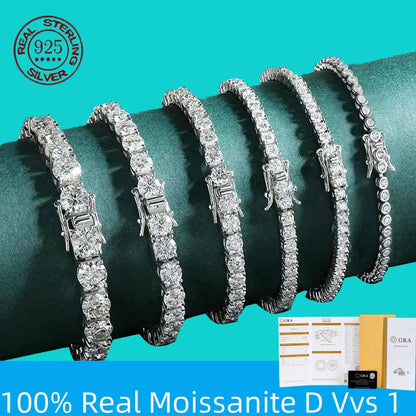 Women's 925 Sterling Silver Moissanite Tennis Bracelet