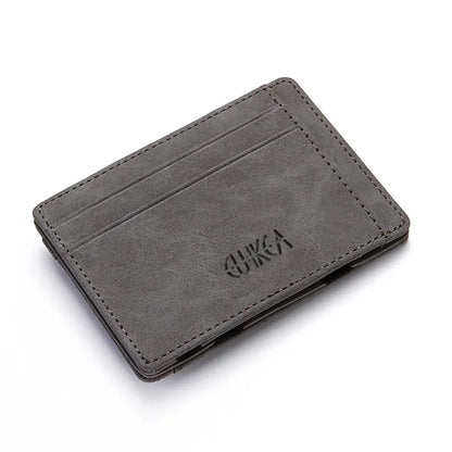 Unisex Ultra Thin PU Leather Magic Wallet – Slim Mini Card Holder Zipper Coin Pocket