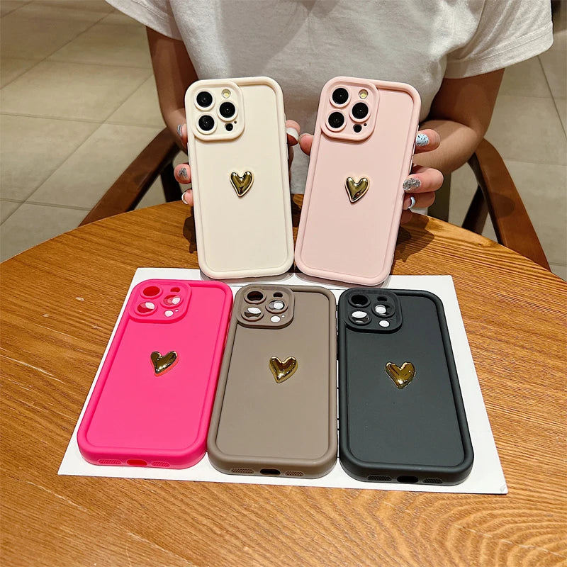 Coque iPhone 3D en forme de cœur doré