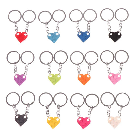 Patchwork Heart Black Cat Keychain Couples Set