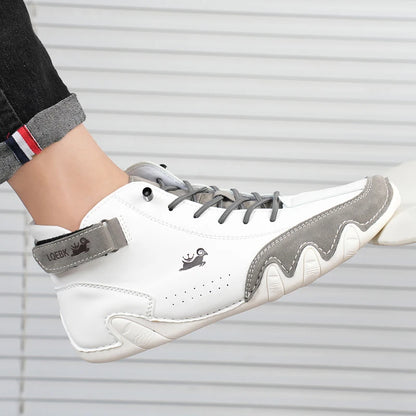 Herren-Winterstiefel mit hohem Schaft und Schnürung aus Leder