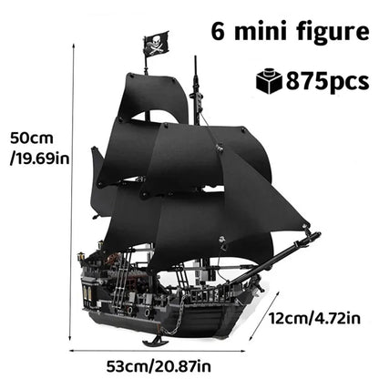 MOC Pirates Of The Caribbean Ship Revenge Warship Black Pearl Sailboat Building Block Bricks MOC 4195 Assembly Toys Kid