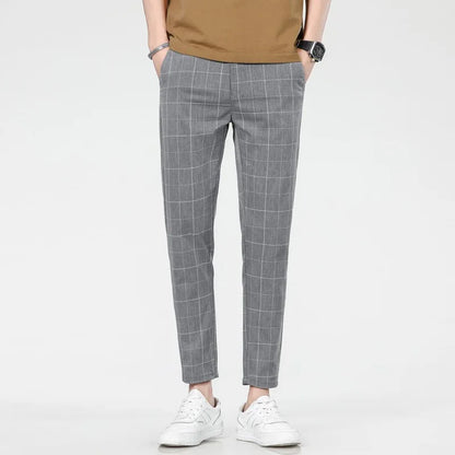 Men's Ice Silk Straight Elastic Waist Formal Pants