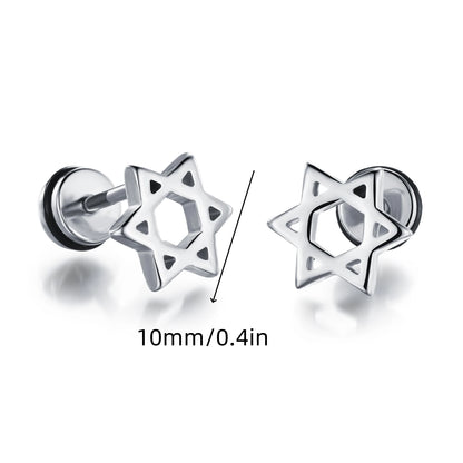 Boucles d'oreilles gothiques punk en acier inoxydable pour hommes et femmes – Petit squelette à géométrie rocheuse avec zircon