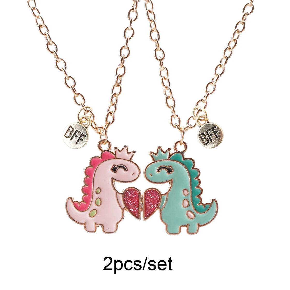 2 herzförmige Magnet-Panda-Halsketten