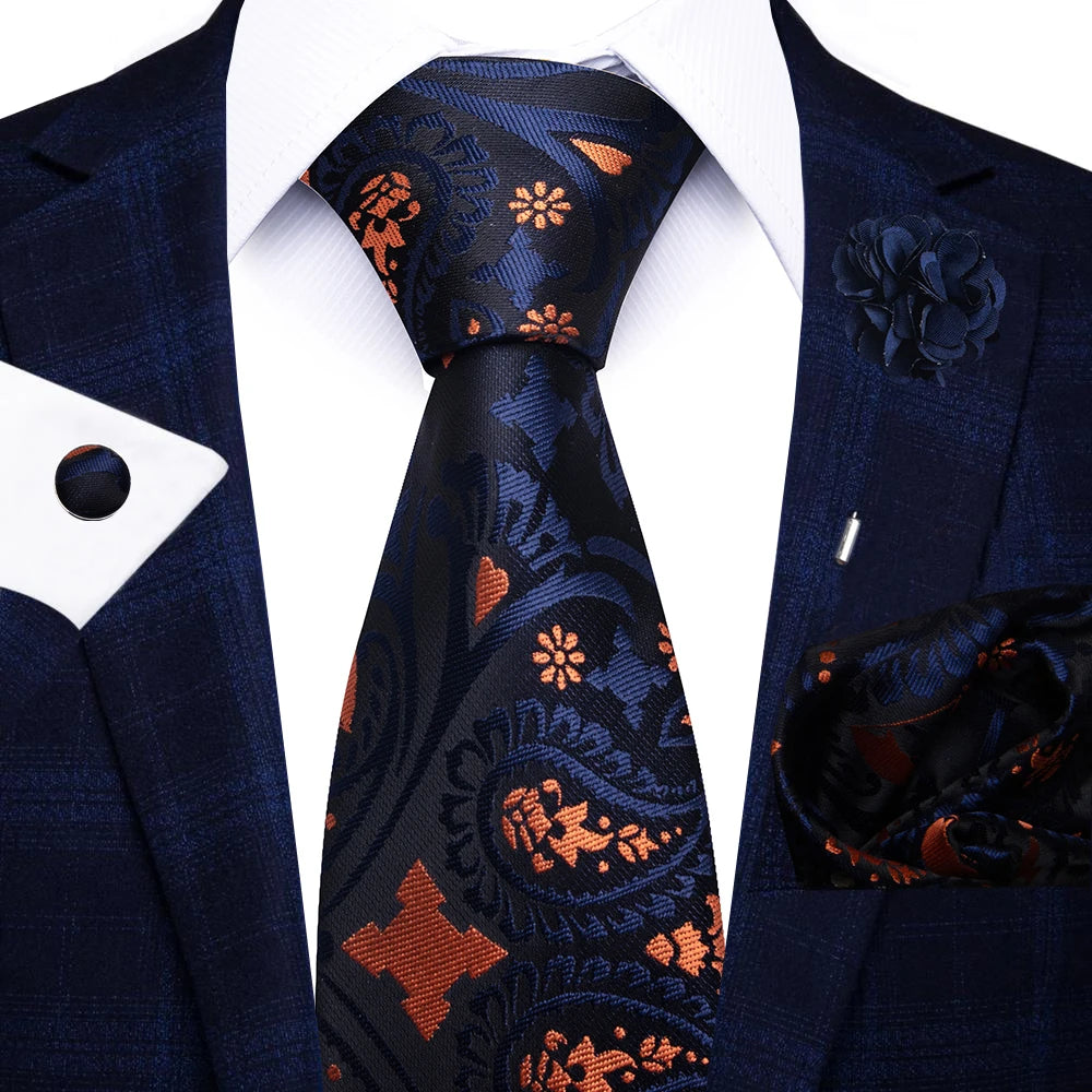 Men's Paisley Sky Blue Striped Silk Tie