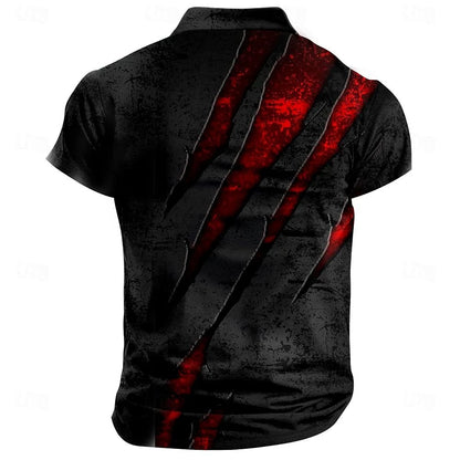 Men's Short Sleeve Scratch Print Polo Shirt
